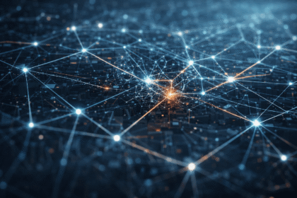 Abstract visualization of data infrastructure strain caused by agentic AI technical debt