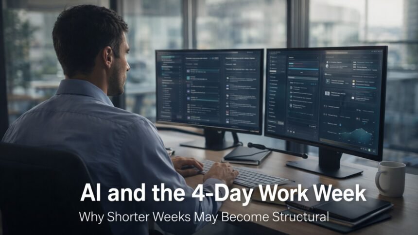 AI 4-Day Work Week concept showing compressed productivity and shorter work schedule in 2026