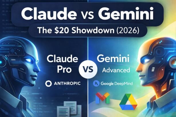 Claude Pro vs Gemini Advanced 2026 AI comparison showdown graphic