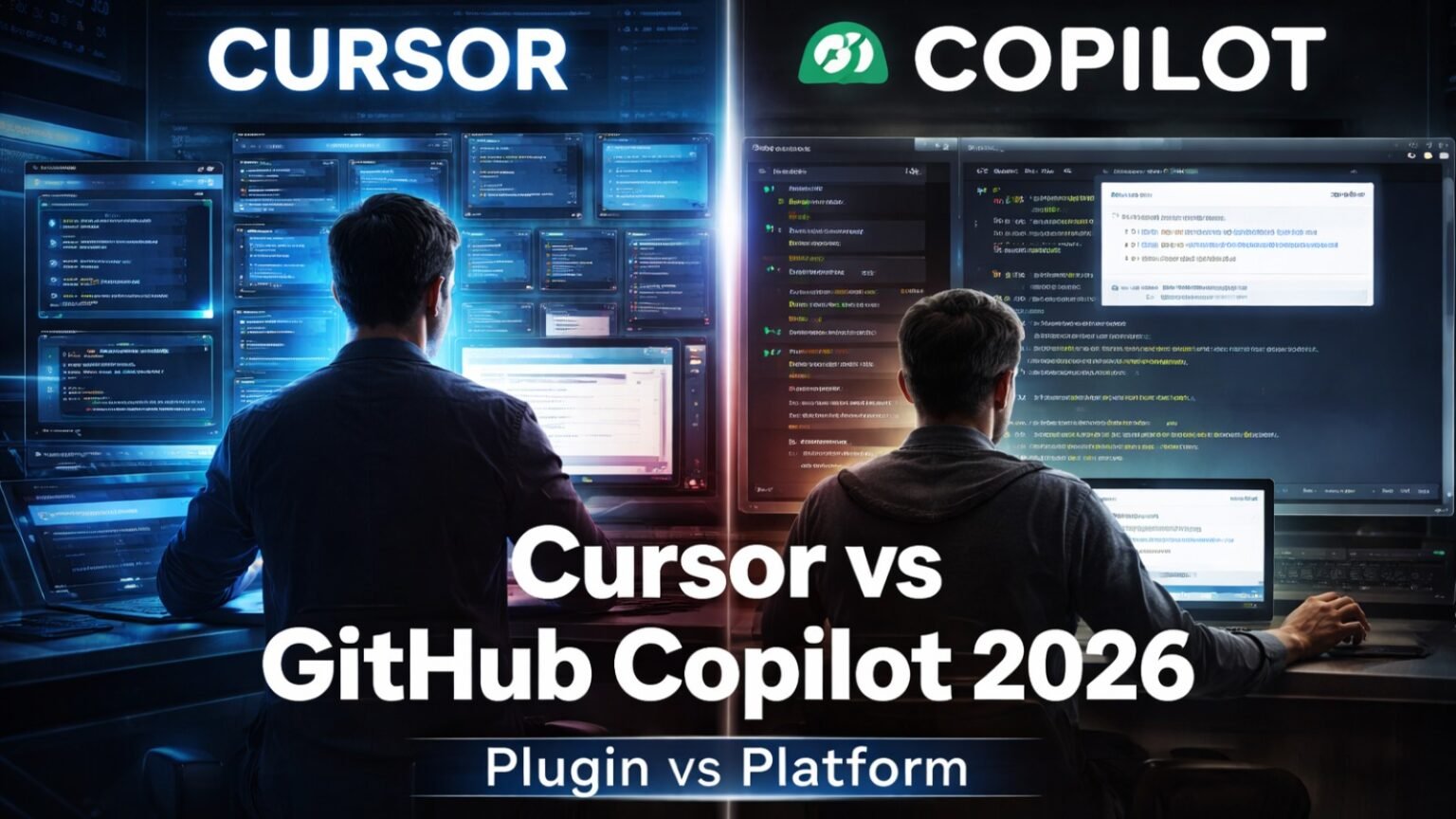 Cursor vs GitHub Copilot 2026 AI code editor comparison interface side by side