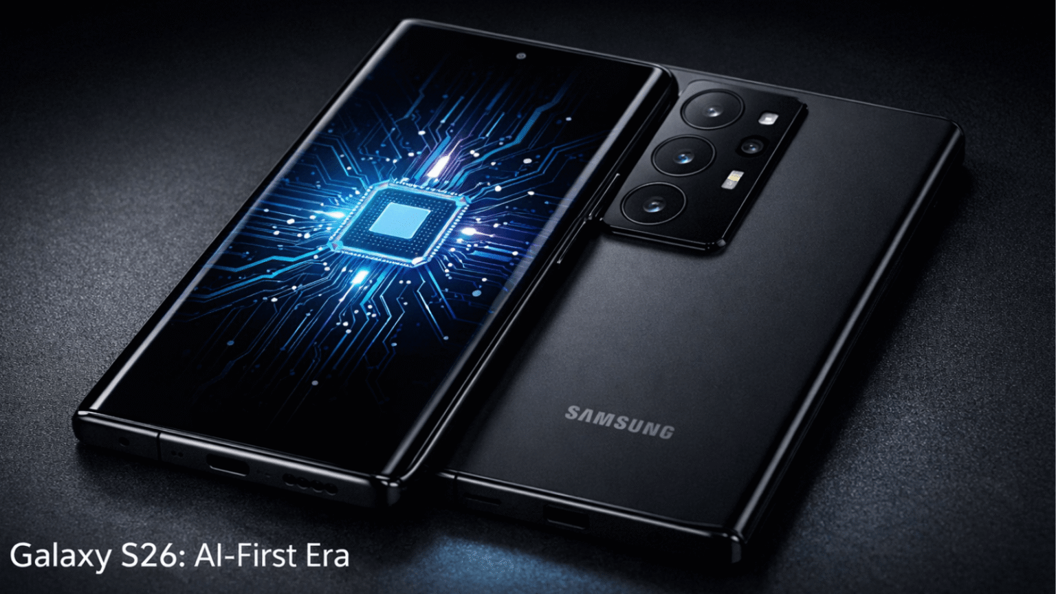 Samsung Galaxy S26 concept smartphone illustrating the Galaxy S26 release date and AI-first design strategy