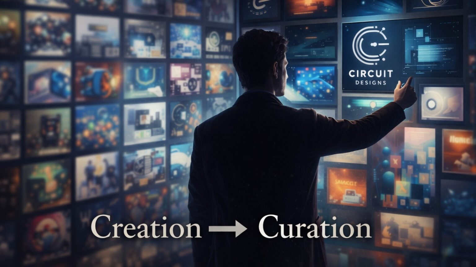 Is Graphic Design Dead in 2026 illustration showing human designer directing AI-generated visuals