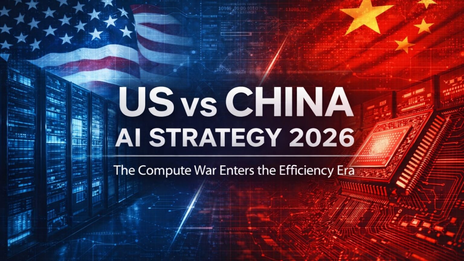 US vs China AI Strategy 2026 illustrating DeepSeek vs OpenAI and the global compute efficiency war