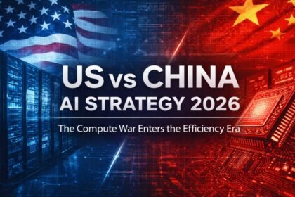 US vs China AI Strategy 2026 illustrating DeepSeek vs OpenAI and the global compute efficiency war