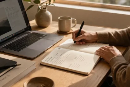 Person studying at desk with laptop — skills gap AI reskilling 2026