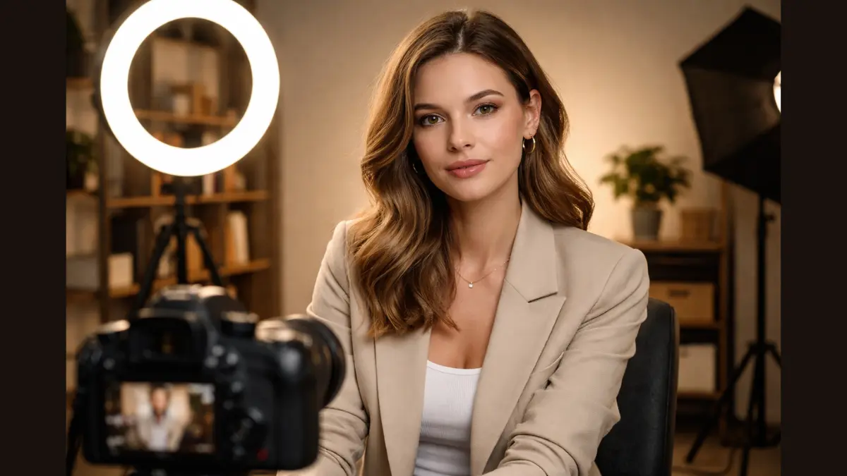 Creator filming brand content in studio — creator economy infrastructure shift 2026