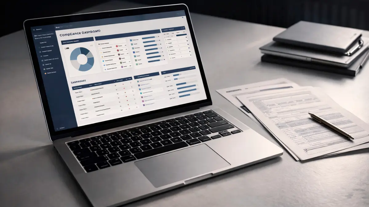 Compliance documentation on minimal desk — EU AI Act high risk systems 2026