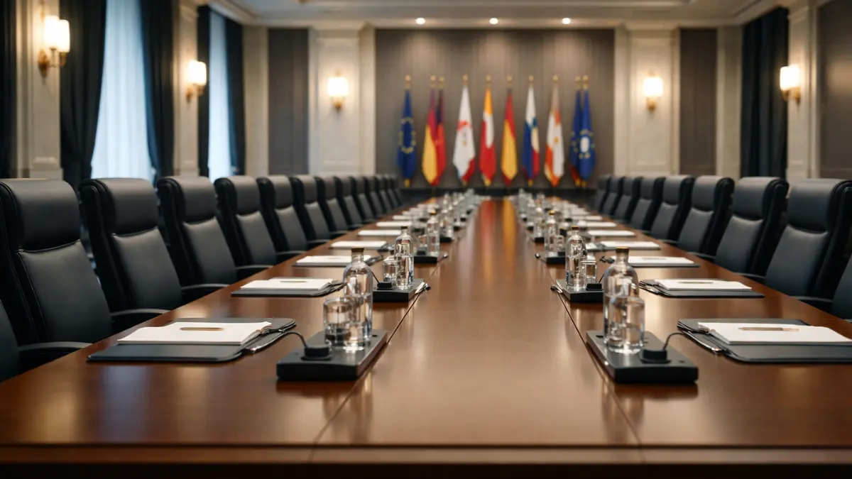Empty NATO headquarters meeting room — European NATO fallback plan 2026