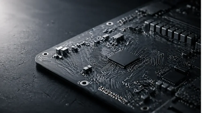 Abstract quantum circuit on dark surface — quantum encryption threat infrastructure 2026