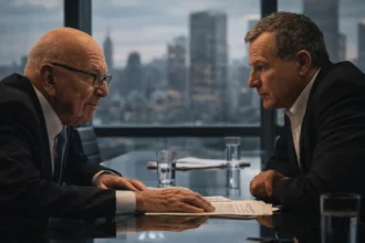 Netflix and Warner Bros Discovery executives in boardroom — streaming consolidation 2026